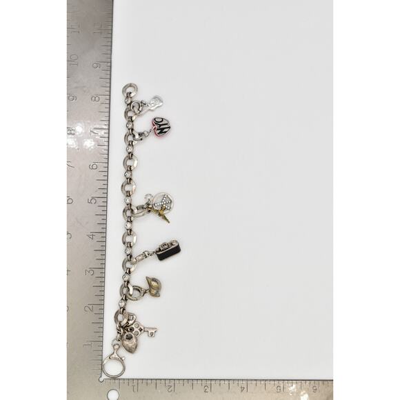 Fossil Vintage Charm Bracelet NYC Apple Camera Peace Bird Heart Key Rare BinAW - Picture 12 of 12